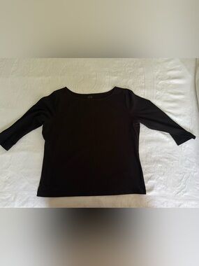 Talbots Black Scoop Neck 3/4 Sleeve Top